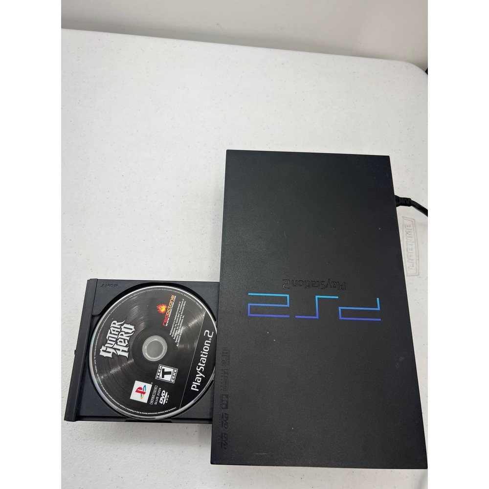 Sony PlayStation 2 PS2 Fat Console Black SCPH-50001 NTSC with Guitar Hero Disc
